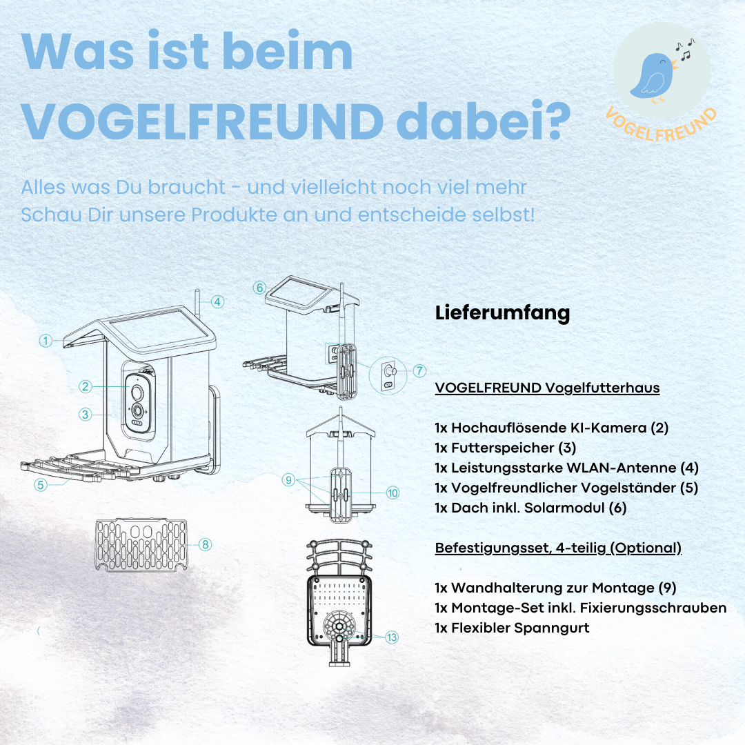 VOGELFREUND™ - Smartes KI-Vogelfutterhaus mit hochauflösender Kamera (Kopie) - Vogelfreund